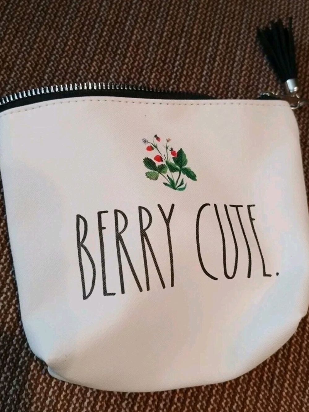 Rae Dunn Berry Cute White Cosmetic Or Necessities Pouch